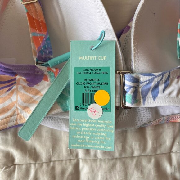 NWT Sea Level Botanica Cross Front Top + Mid Rise Bottom Swim Set 4-6 White - Picture 14 of 15